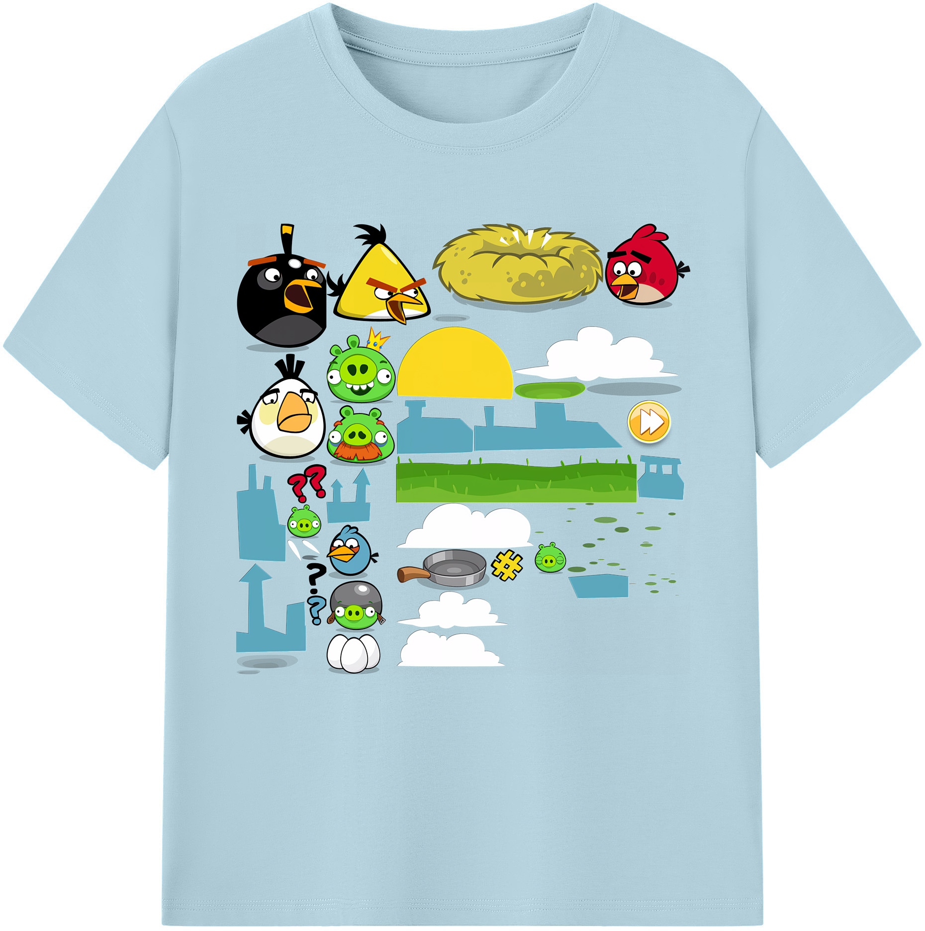 （画像用） Angry Birds アングリーバード 綿100％半袖Tシャツ（フロントプリント）